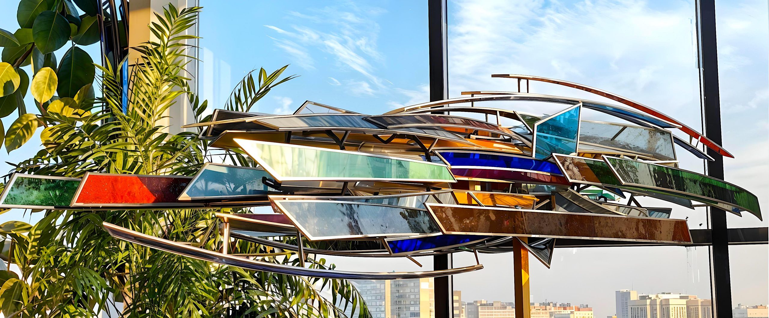 Colored glass sculpture