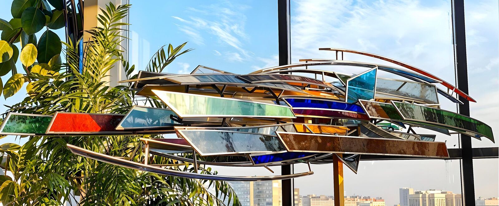 Colored glass sculpture