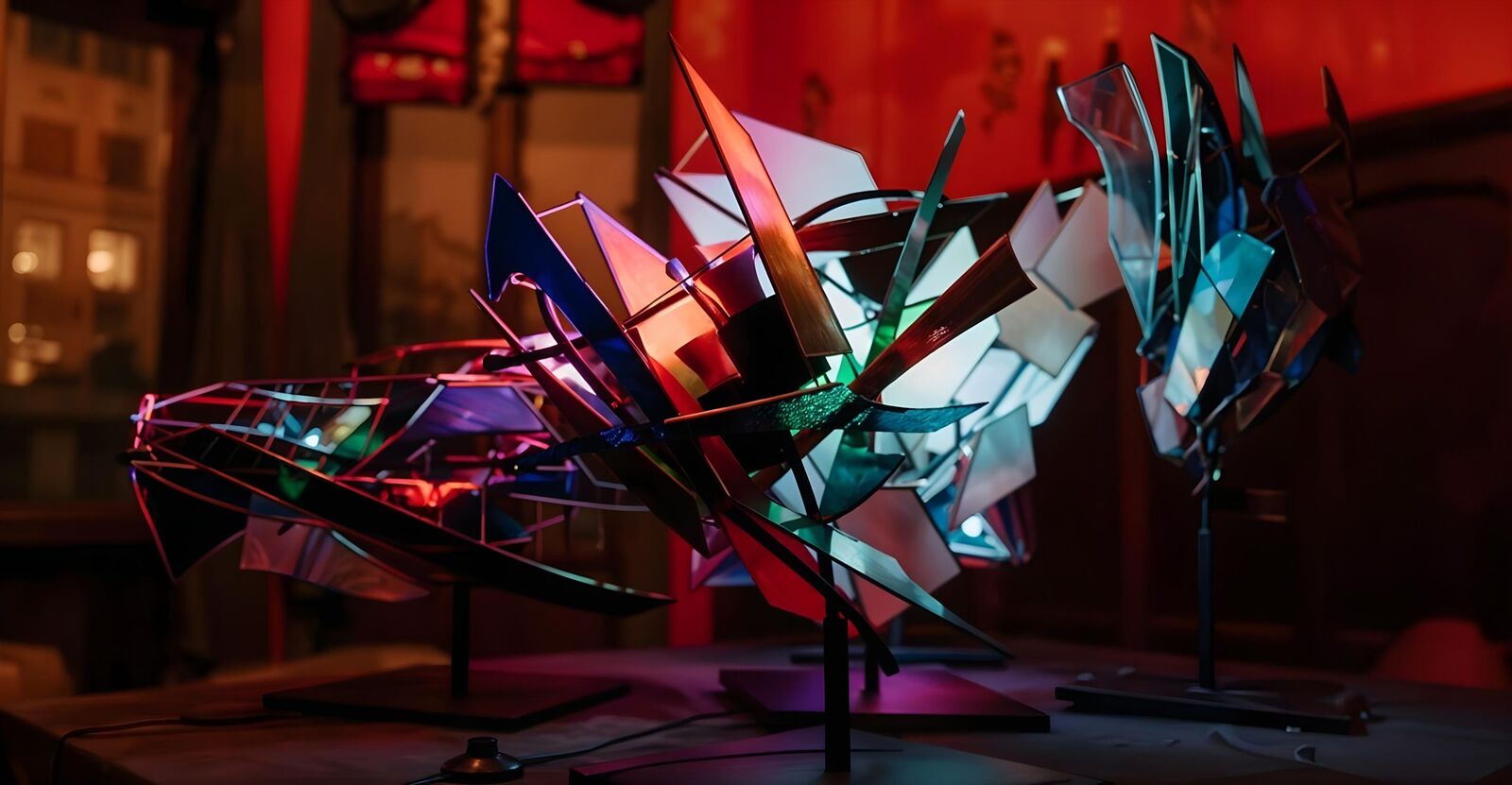Light installation with deep colored shadows